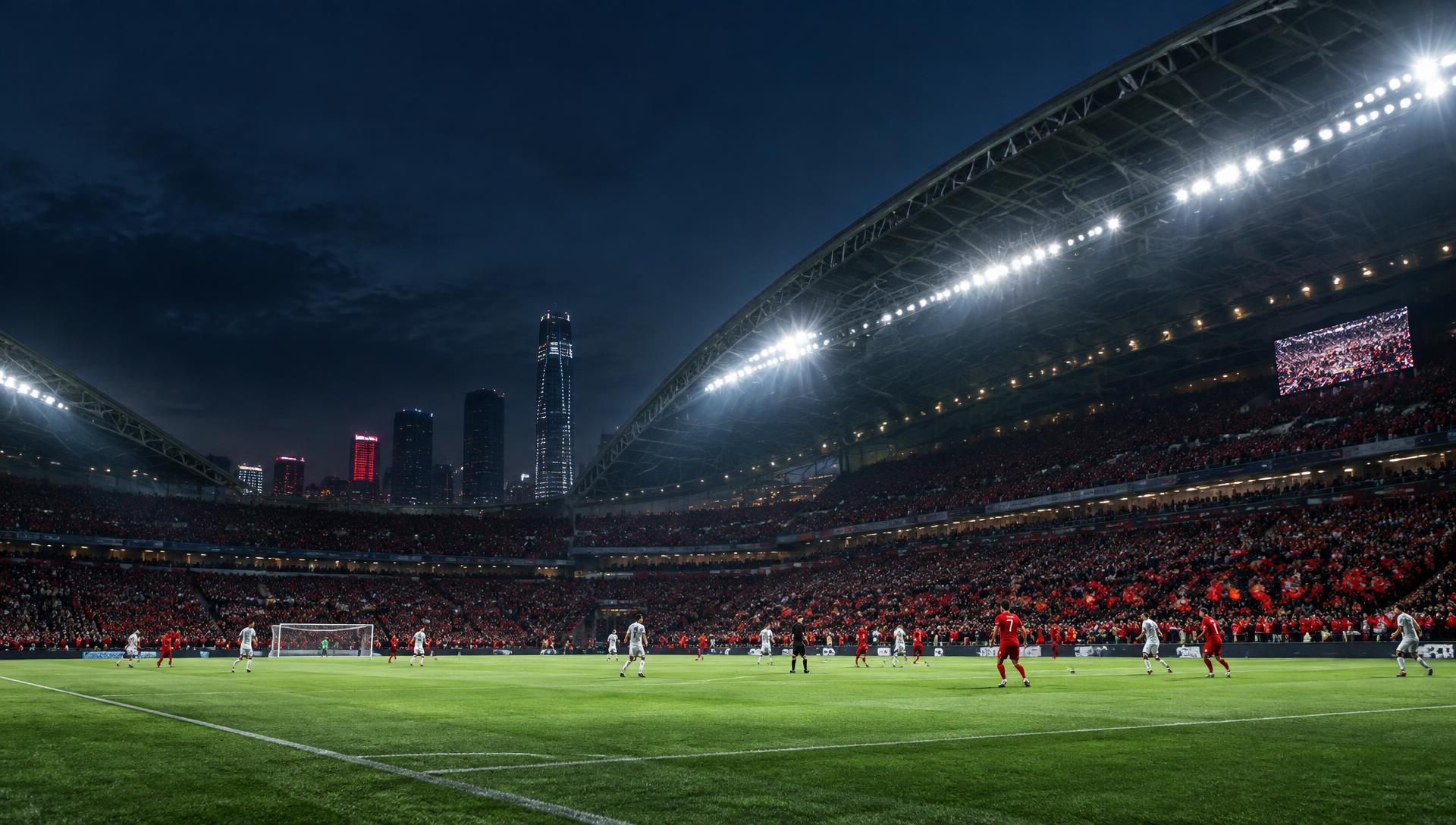 Football match in a major Asian stadium